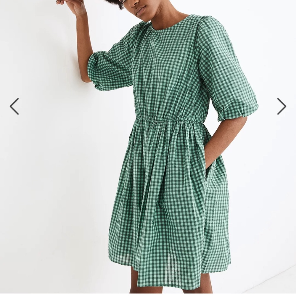 Green gingham madewell dress NWT